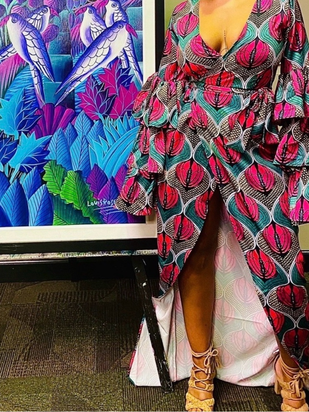 ASOS Pink and Teal Floral Maxi Dress